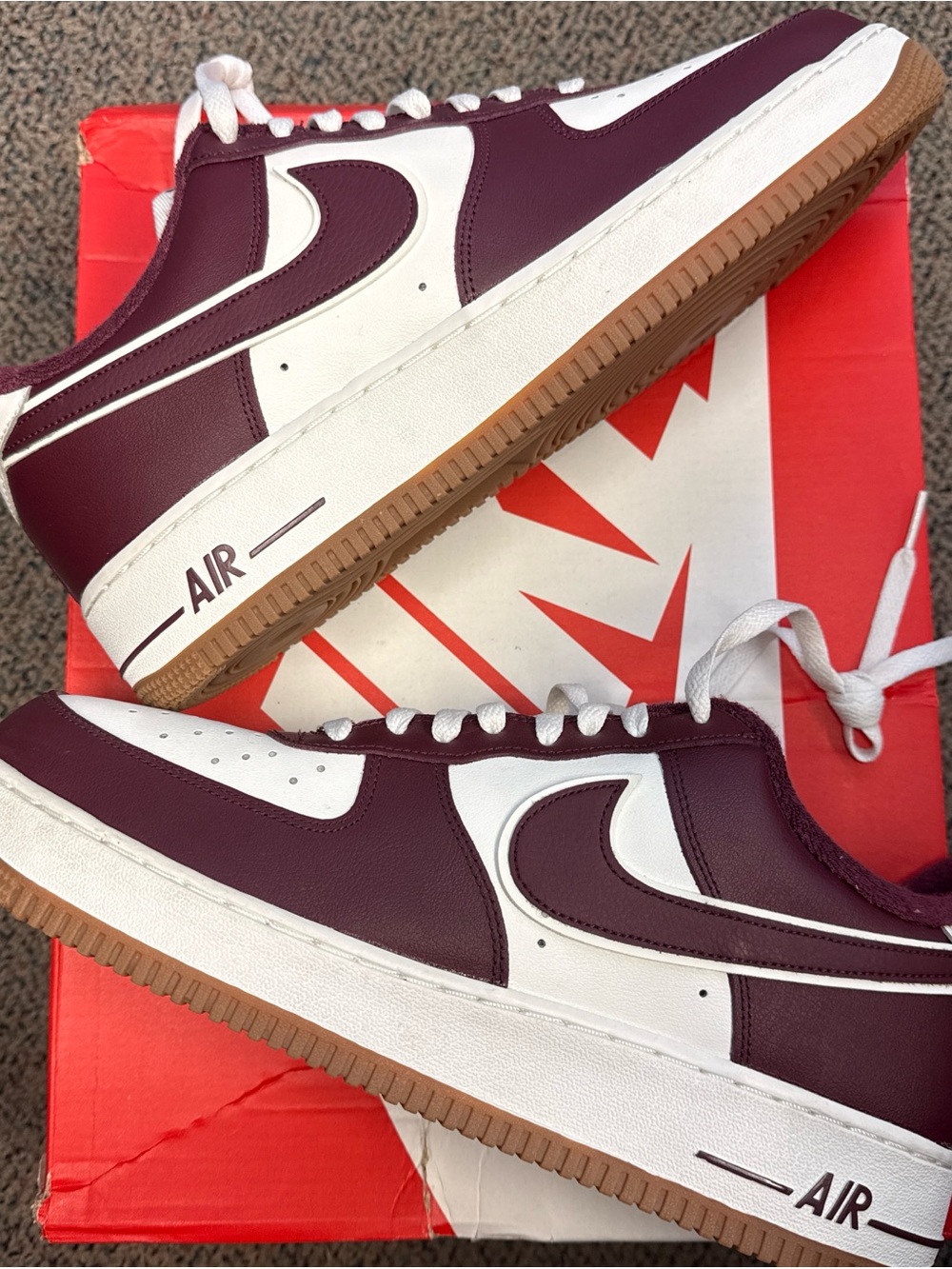 Nike Air Force 1 Low College Pack Night Maroon— Burgundy, White & Gum